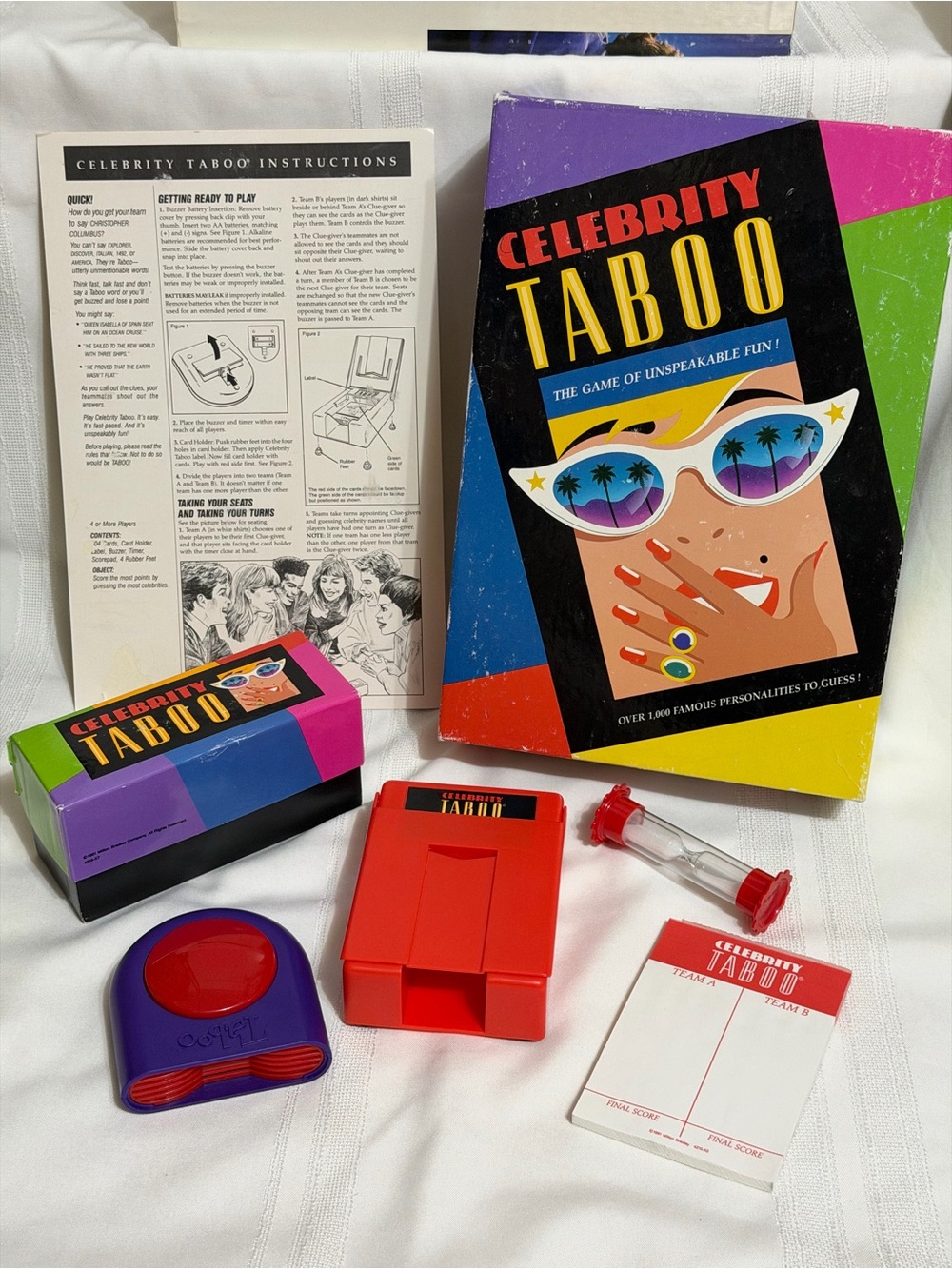 Celebrity Taboo Game #4215 By Milton Bradley 1991 Family Game Night Buzzer